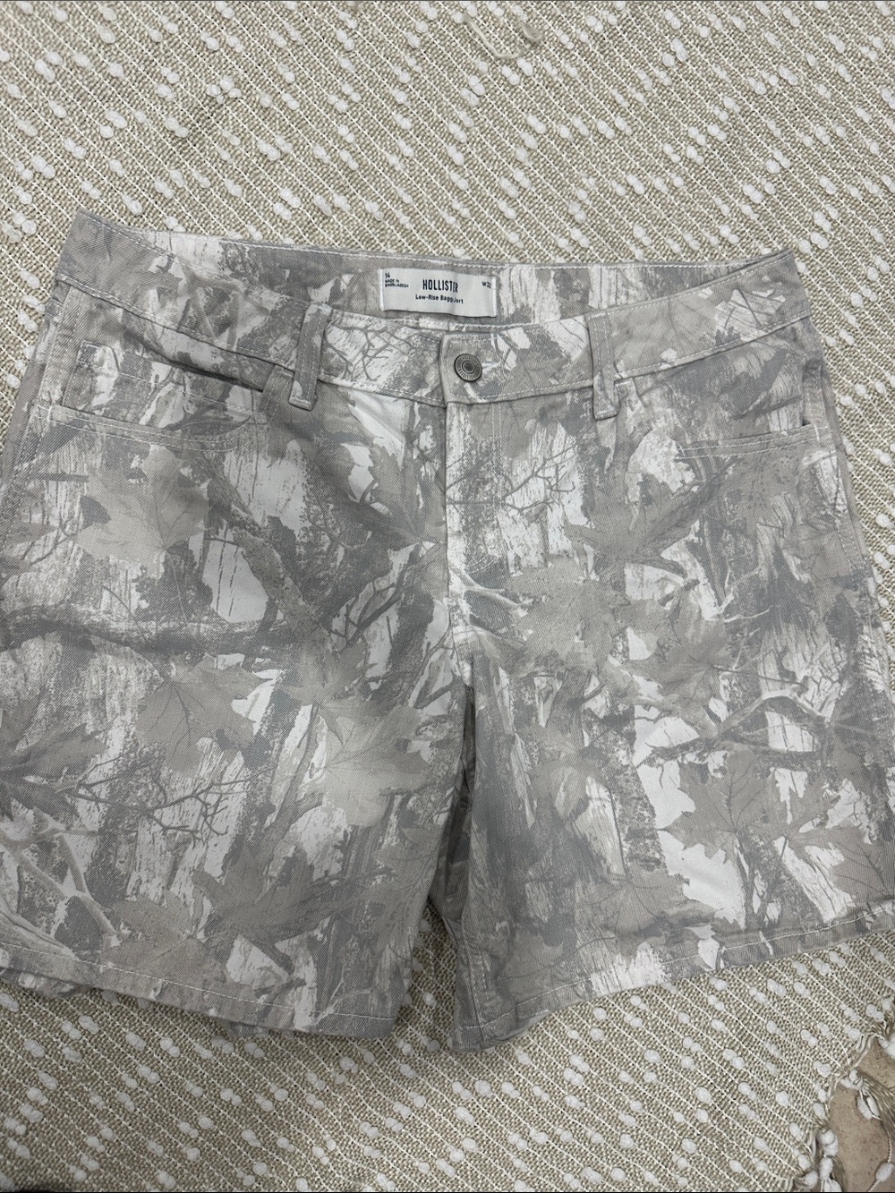 Hollister Women’s Light Grey Camouflage Bermuda Shorts